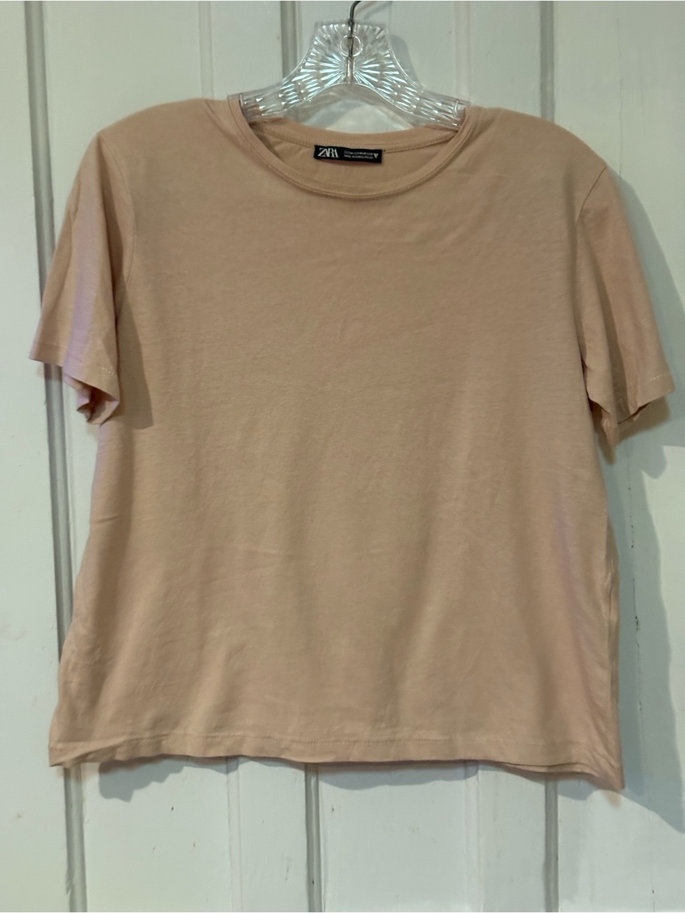 Zara Light Beige Crop Top Tee